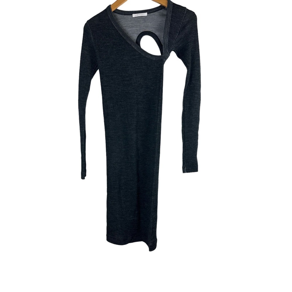 John Elliott Tubular Merino Asymmetric Dress Charcoal Gray Cutout XS Small - Picture 2 of 16